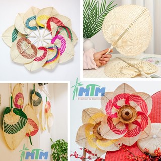 Quạt tre lá (hình tim) trang trí, decor tường