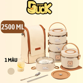 HỘP ĐỰNG CƠM 1/2/3 TẦNG Dear Bear lõi INOX GIỮ NHIỆT CỰC TỐT - CÀ MEN 2 TẦNG SIÊU CHẮC CHẮN BỎ ĐƯỢC LÒ VI SÓNG