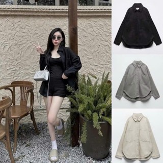 Áo Sơ Mi Kaki Cúc Bấm Vạt Bầu Đuôi Tôm ❤ Áo Khoác Denim Dày Dặn Dáng Rộng Nam Nữ NA789