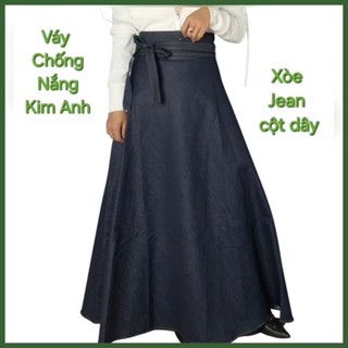Váy Chống Nắng Jean Trơn cao cấp freesize xòe rộng cột dây, siêu thoải mái.[màu ngẫu nhiên]