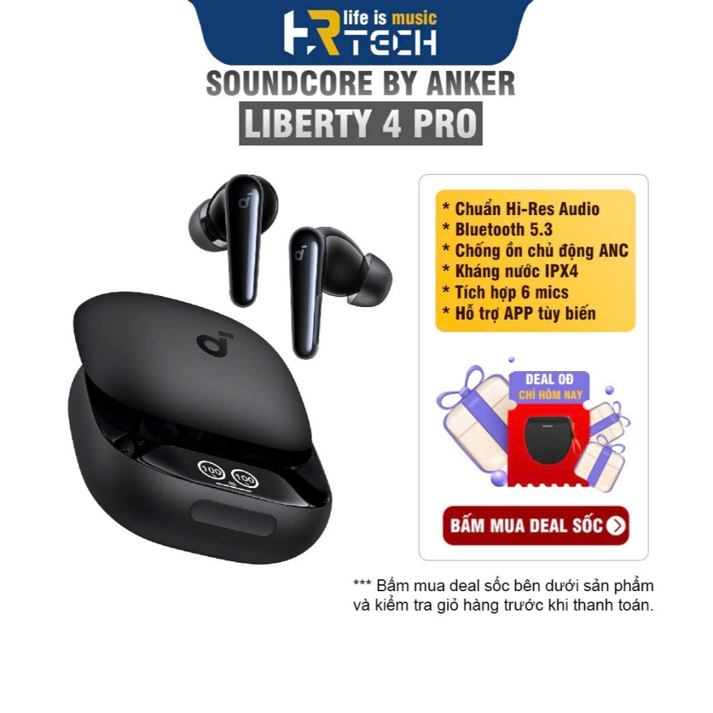 Tai Nghe Bluetooth Anker Soundcore Liberty 4 Pro A3954 Hires Audio | 7 Cảm Biến | Chống Ồn Chủ Động 