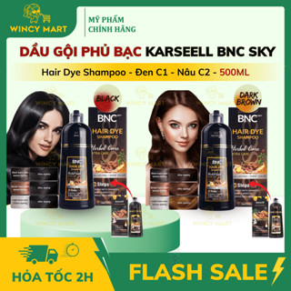[Mẫu Mới] Dầu Gội Phủ Bạc Thảo Dược Karseell Đen C1 Nâu C2, Dầu Gội Nhuộm Tóc Karseell Hair Dye Shampoo 500ML-Wincy Mart