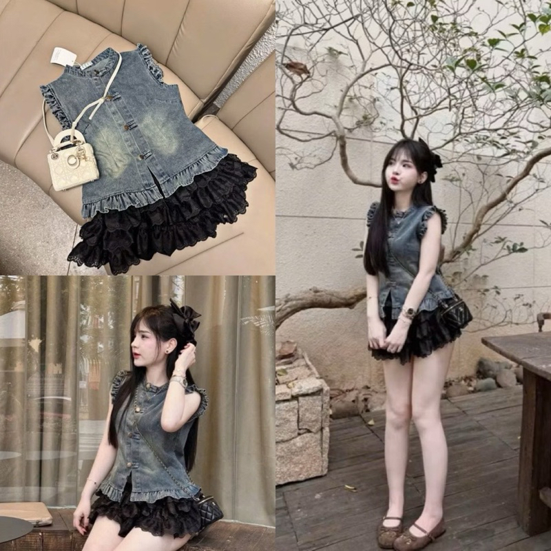 Áo sơ mi nữ denim tay bèo