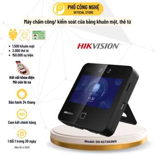  Máy chấm công khuôn mặt Hikvision DS-K1T343MX mở cửa từ xa có tiếng việt xuất file Excel 
