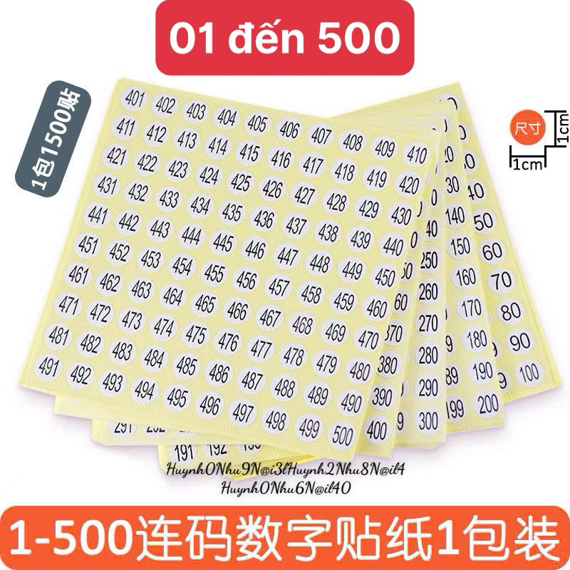 5 TẤM [Tự Chọn Từ Số 01 Đến Số 500 Hàng Loại 1] SỐ DÁN STICK DÁN SỐ THỨ TỰ