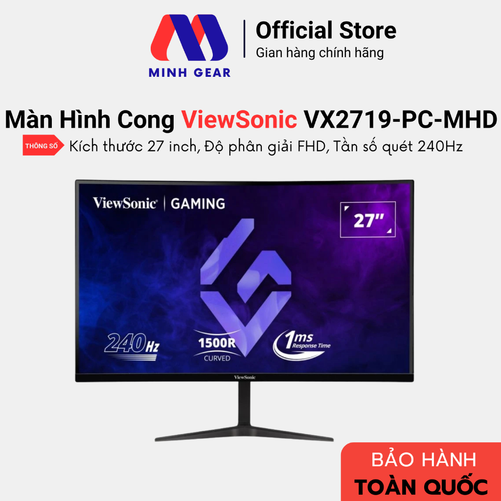 Màn hình cong Viewsonic VX2719-PC-MHD 27 inch, VA, 240Hz, 1ms, AMD FreeSync Premium