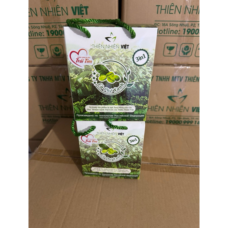Com bô 2 Cà Phê Xanh Thiên Nhiên Việt (Hộp 30 gói)