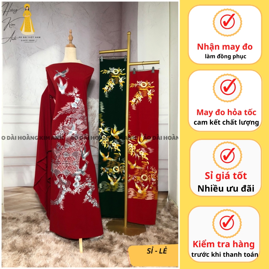 VẢI MAY ÁO DÀI VẢI LỤA MANGO THÊU LẮC TAY THU CÔNG HỌA TIẾT CHIM VÀ HOA ĐỘC LẠ, HÀNG THIẾT KẾ CAO CẤ