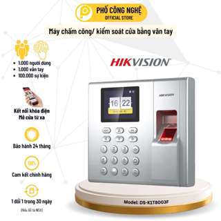  Máy chấm công vân tay HIKvision DS-K1T8003F mở cửa từ xa có tiếng việt xuất file Excel 