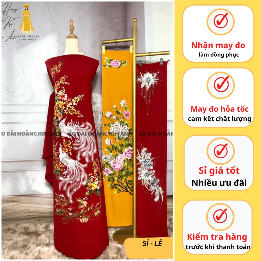 VẢI MAY ÁO DÀI VẢI LỤA MANGO THÊU LẮC TAY THU CÔNG HỌA TIẾT CHIM VÀ HOA ĐỘC LẠ, HÀNG THIẾT KẾ CAO CẤ