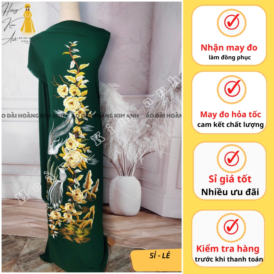 VẢI MAY ÁO DÀI VẢI LỤA MANGO THÊU LẮC TAY THU CÔNG HỌA TIẾT CHIM VÀ HOA ĐỘC LẠ, HÀNG THIẾT KẾ CAO CẤ