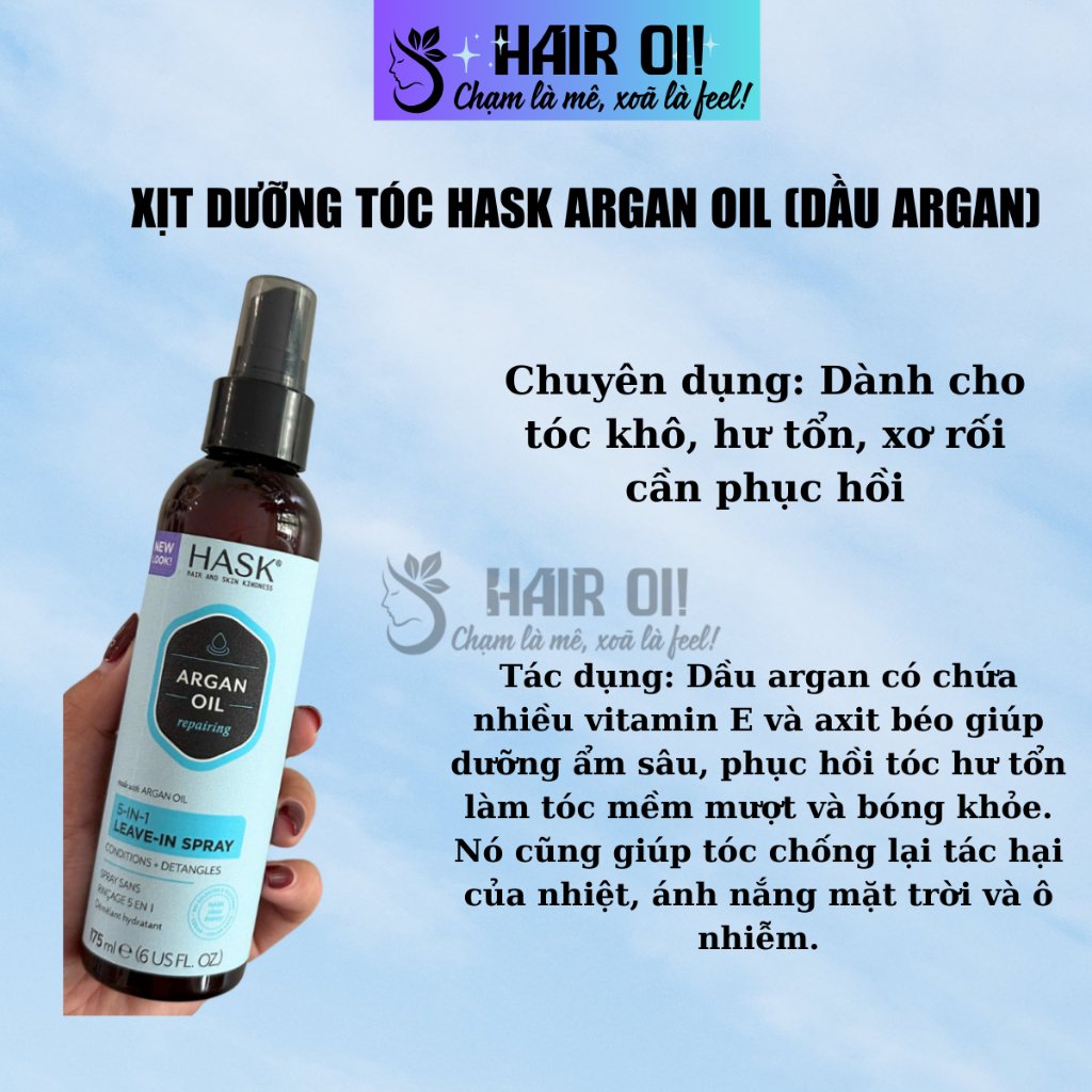 HASK Xịt Dưỡng Tóc 5-in-1 Leave in Spray 175ml - Nuôi Dưỡng, Phục Hồi Tóc Hư Tổn & Tóc Xoăn | BigBuy360 - bigbuy360.vn
