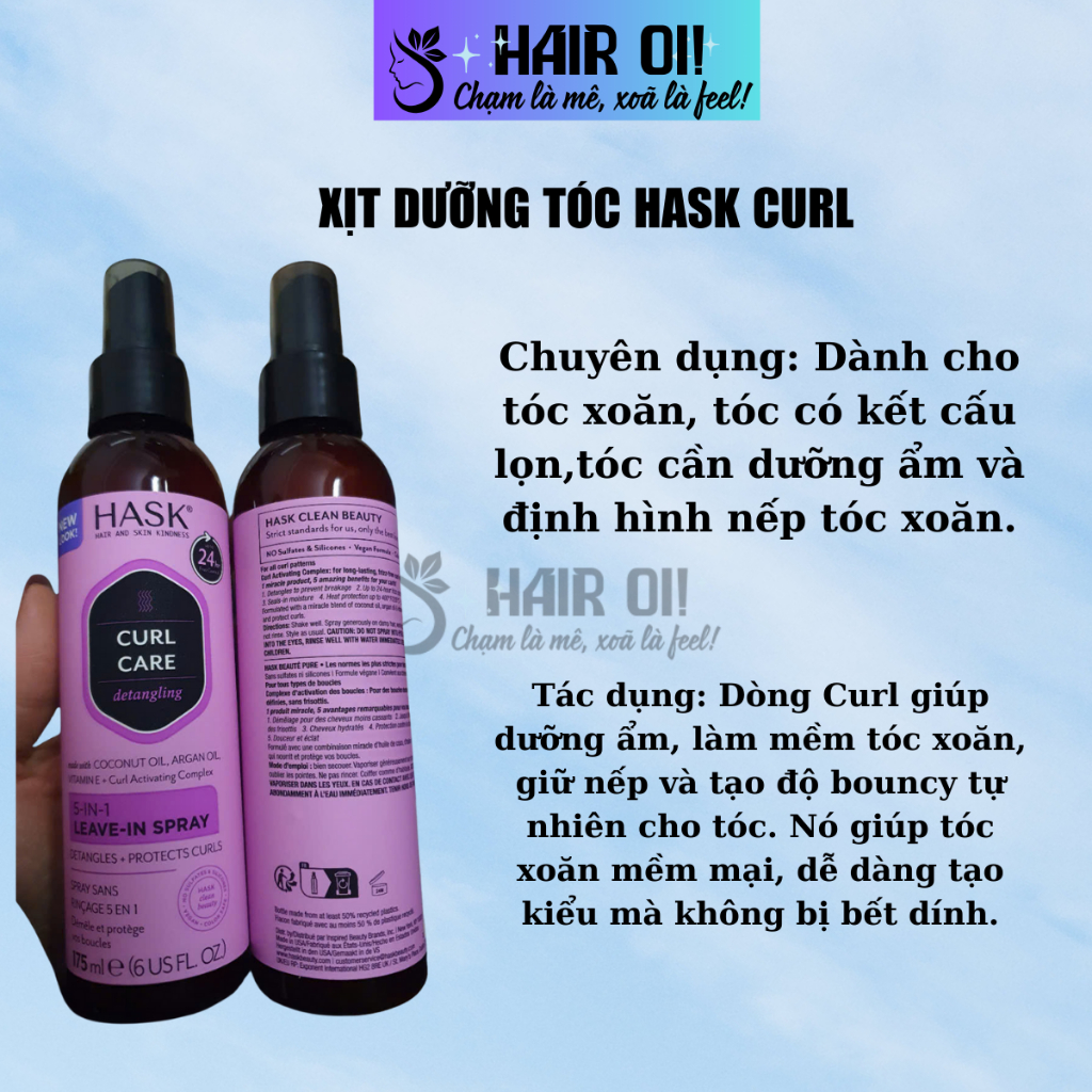 HASK Xịt Dưỡng Tóc 5-in-1 Leave in Spray 175ml - Nuôi Dưỡng, Phục Hồi Tóc Hư Tổn & Tóc Xoăn | BigBuy360 - bigbuy360.vn