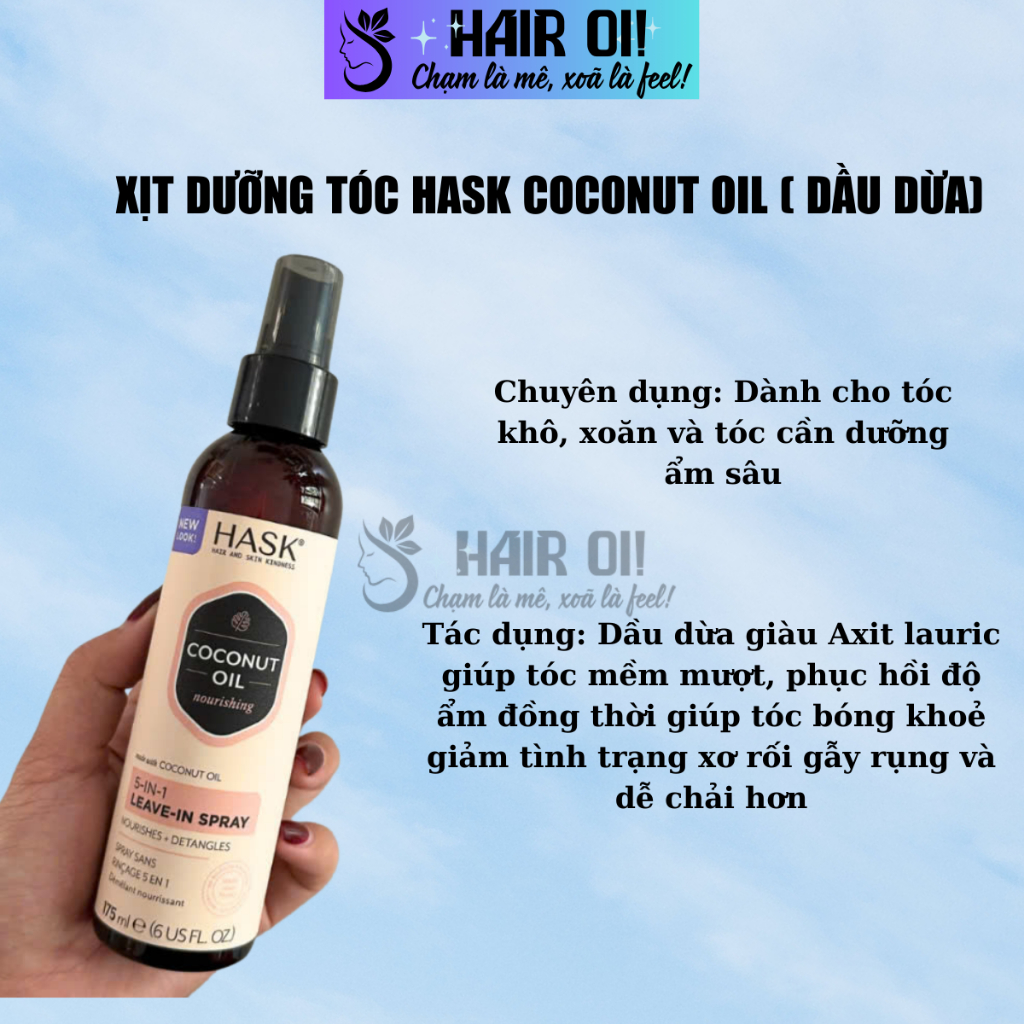 HASK Xịt Dưỡng Tóc 5-in-1 Leave in Spray 175ml - Nuôi Dưỡng, Phục Hồi Tóc Hư Tổn & Tóc Xoăn | BigBuy360 - bigbuy360.vn