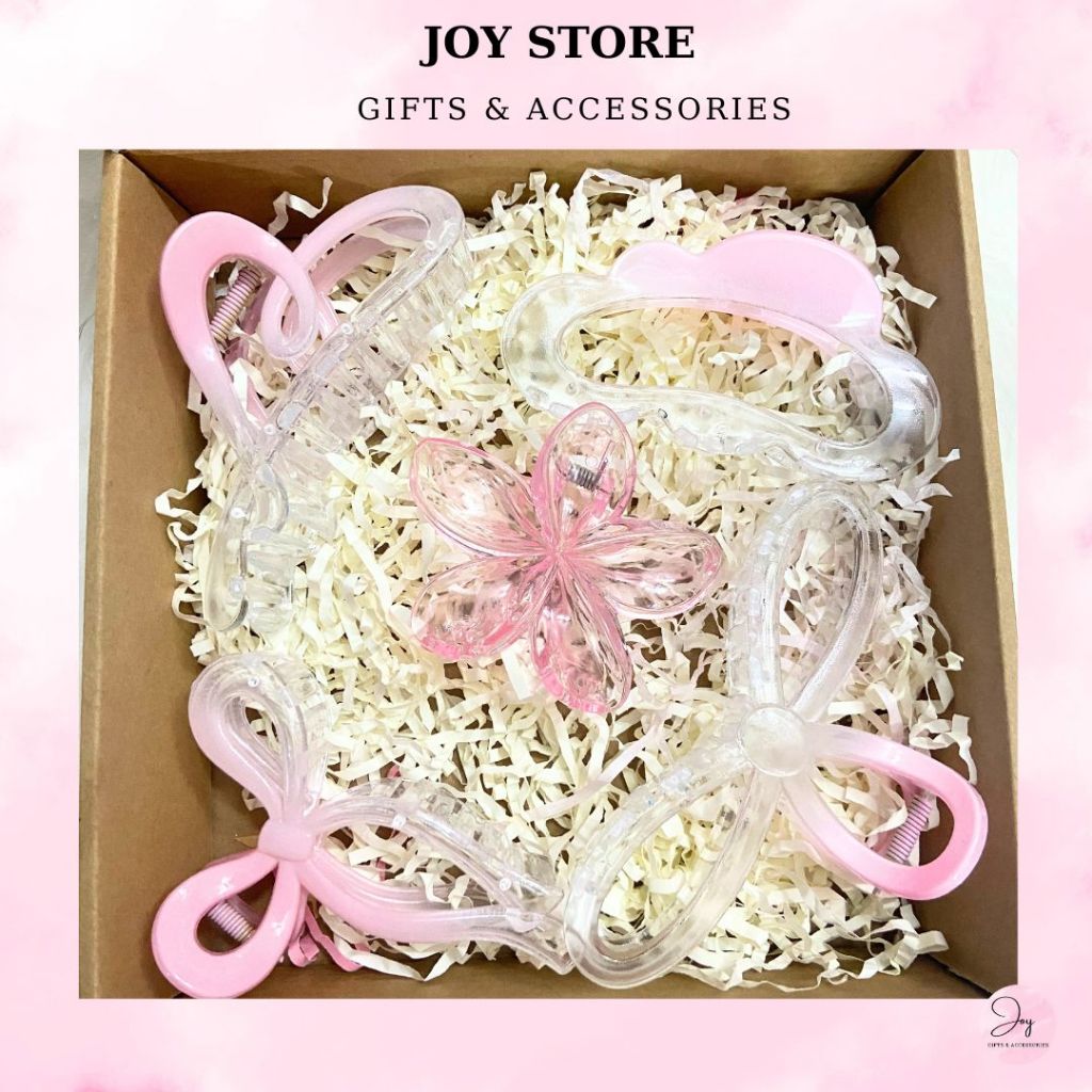 Set 5 kẹp ombre hồng ngọt ngào trong suốt phong cách Hàn Quốc Joystore