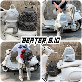 [Chính hãng] Balo Q S N Monogram Mardrid Đen / Trắng