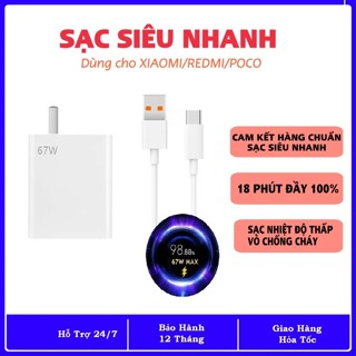  Sạc điện thoại nhanh Mi 67w Charge Turbo kèm dây sạc Type C dùng cho xiaomi poco redmi samsung 