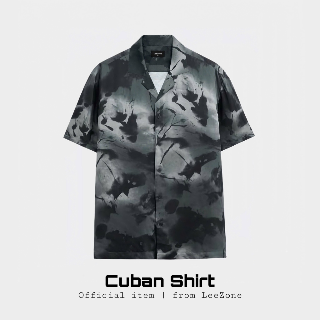Áo sơ mi Cuban LeeZone form rộng, chất vải lụa thoáng mát | Sơ mi Bóng Đêm