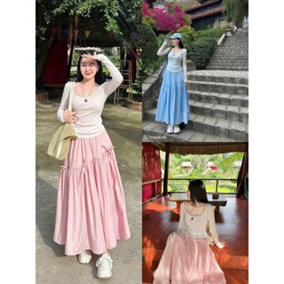 Set váy 3 món nữ cực xinh chất áo thun giấy tay dài cổ thuyền mix chân váy đũi vân mây thích hợp mặc đi chơi
