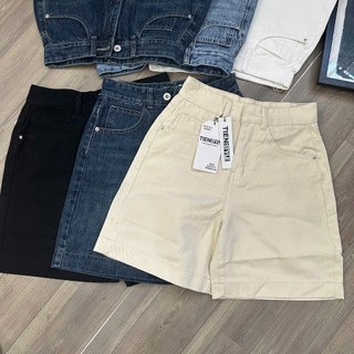  TIENSTYLE - Quần short ngố jean Kaky ống rộng lửng cạp cap ống suông Quần jean nữ Bigsize 
