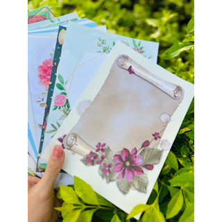 Set 100 tờ giấy hoa A5 in hoa văn, không đường kẻ, giấy hoa viết calligraphy