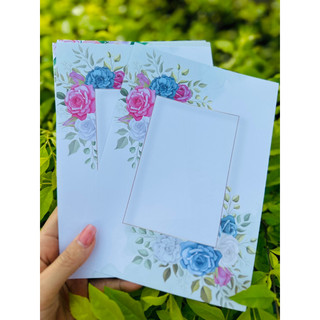 Set 100 tờ giấy hoa A5 in hoa văn, không đường kẻ, giấy hoa viết calligraphy