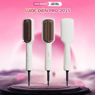 Lược điện chải thẳng tóc AKIO có dây, có ion âm tạo kiểu và bảo vệ tóc
