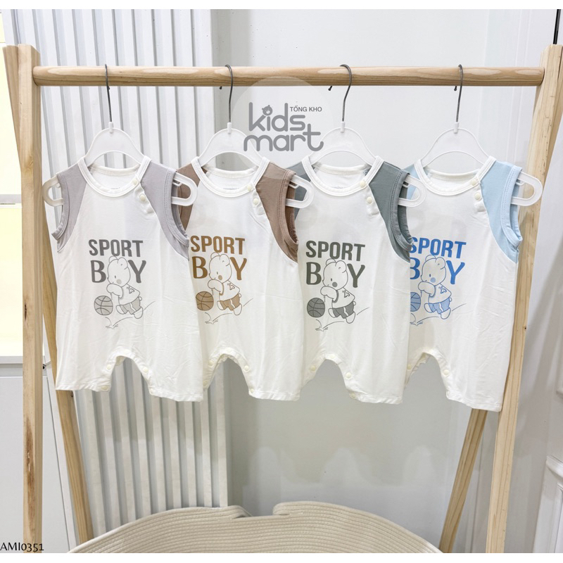 body đùi cộc sát nách sợi tre thun lạnh mềm mát cho bé Anmina AMI0351
