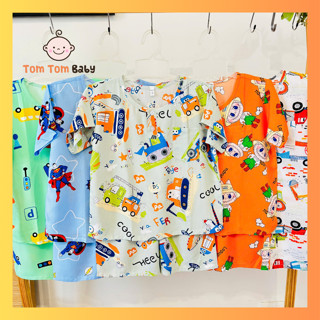 COMBO 3 bộ đồ bộ bé trai Tole Lanh CỘC TAY , chất vải Tôn lanh 2 da mềm, mịn, mát mùa hè, hàng Việt Nam chất lượng