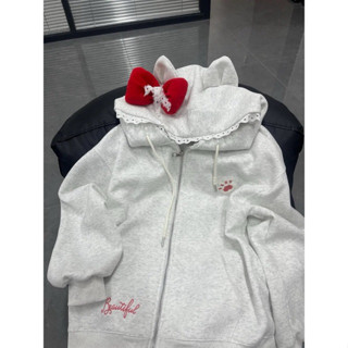 Áo khoác nỉ hello kitty có mũ tai nơ xinh đẹp tuyệt đối