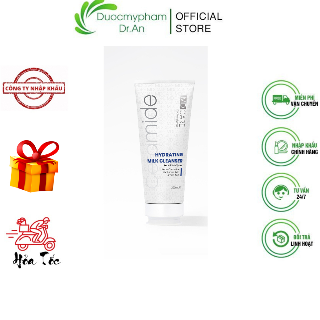 Sữa Rửa Mặt MD CARE Hydrating Milk Cleanser Dịu Nhẹ Và Cấp Ẩm Cho Da Nhạy Cảm 200ml