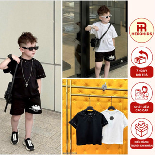 áo phông bé trai I0G0 thêu đính đá siêu chất , áo thun bé trai PhlLlp thêu I0G0 đính đá phong cách boy phố 77021