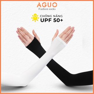 Găng tay chống nắng, tia UV có xỏ ngón cái, chất liệu thun lạnh mịn màng co giãn 4 chiều - Aguo Shop