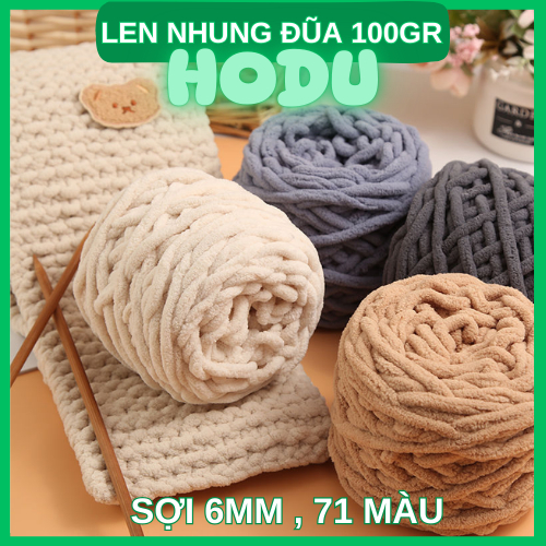 Len nhung đũa 100gr loại 1 HODU, 6mm đan móc gấu bông handmade