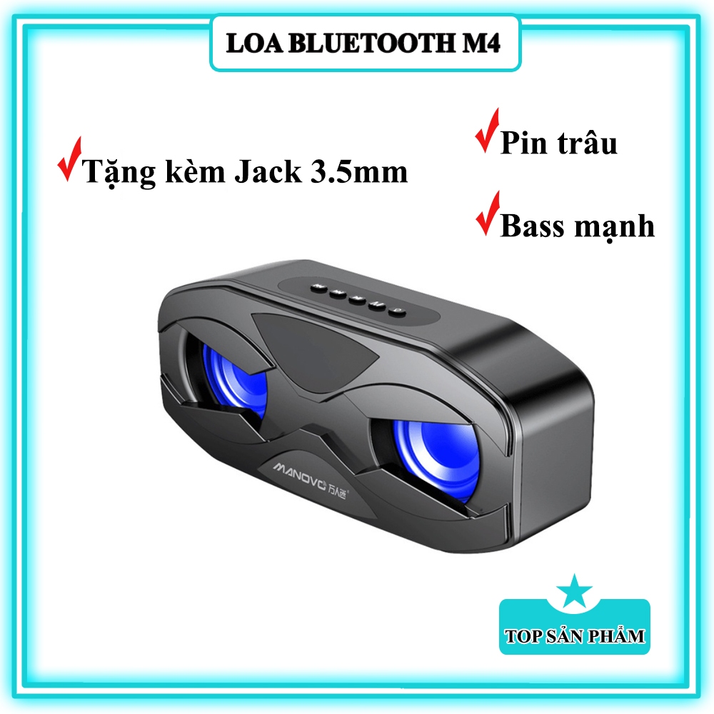 Loa Bluetooth 5.0 MANOVO M4 loa kép, bass mạnh, siêu trầm