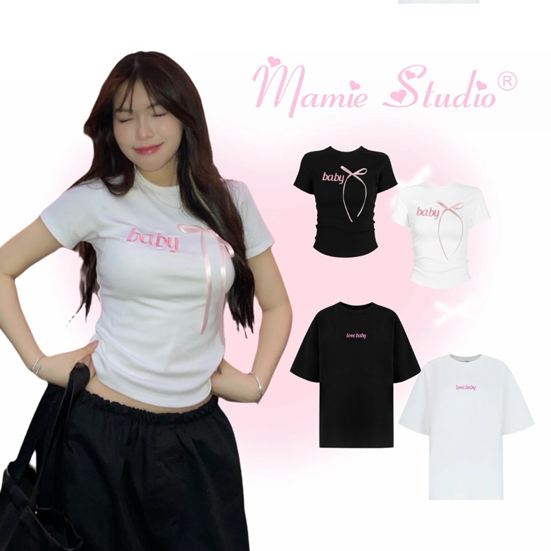 Áo thun cặp thêu chữ BABY LOVE cho nam nữ form rộng chất cotton mỏng nhẹ - MaMie studio x clothinggforgirl