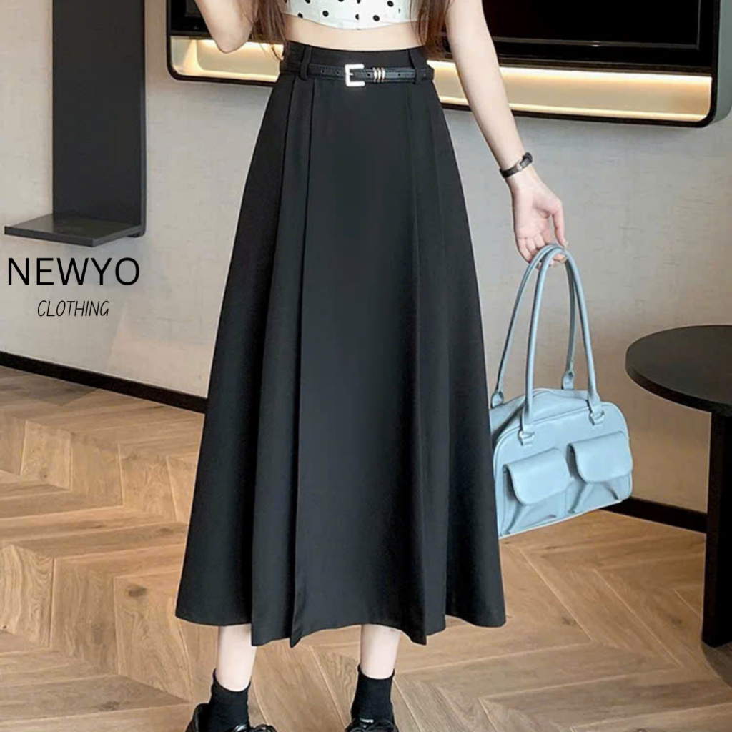 Chân váy nữ cạp cao, chân váy xếp ly NEWYO dáng dài cạp cao xếp ly CV09