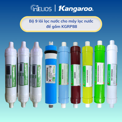 Trọn bộ 9 lõi lọc nước Kangaroo chính hãng dùng cho máy lọc nước để gầm KGRP88,...