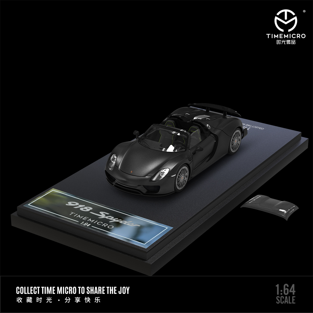 Mô hình xe Porsche 918 Spyder Matte Black tỉ lệ 1:64 Time micro TM643519