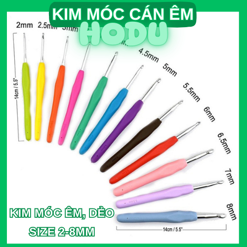 Kim móc len cán dẻo móc êm loại 1, handmade đủ size