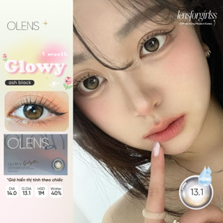   OLENS  LENS 1 THÁNG | Kính áp tròng hiệu ứng phủ bóng GLOWY BLACK chính hãng KOREA | LENSFORGIRLSS 
