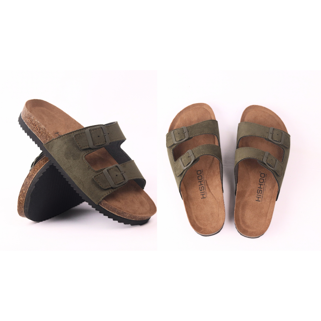 Dép đế trấu birken nam nữ unisex quai ngang 2 khoá da lộn premium đi học công sở bigsize chính hãng Hishoo VNXK H093 | BigBuy360 - bigbuy360.vn