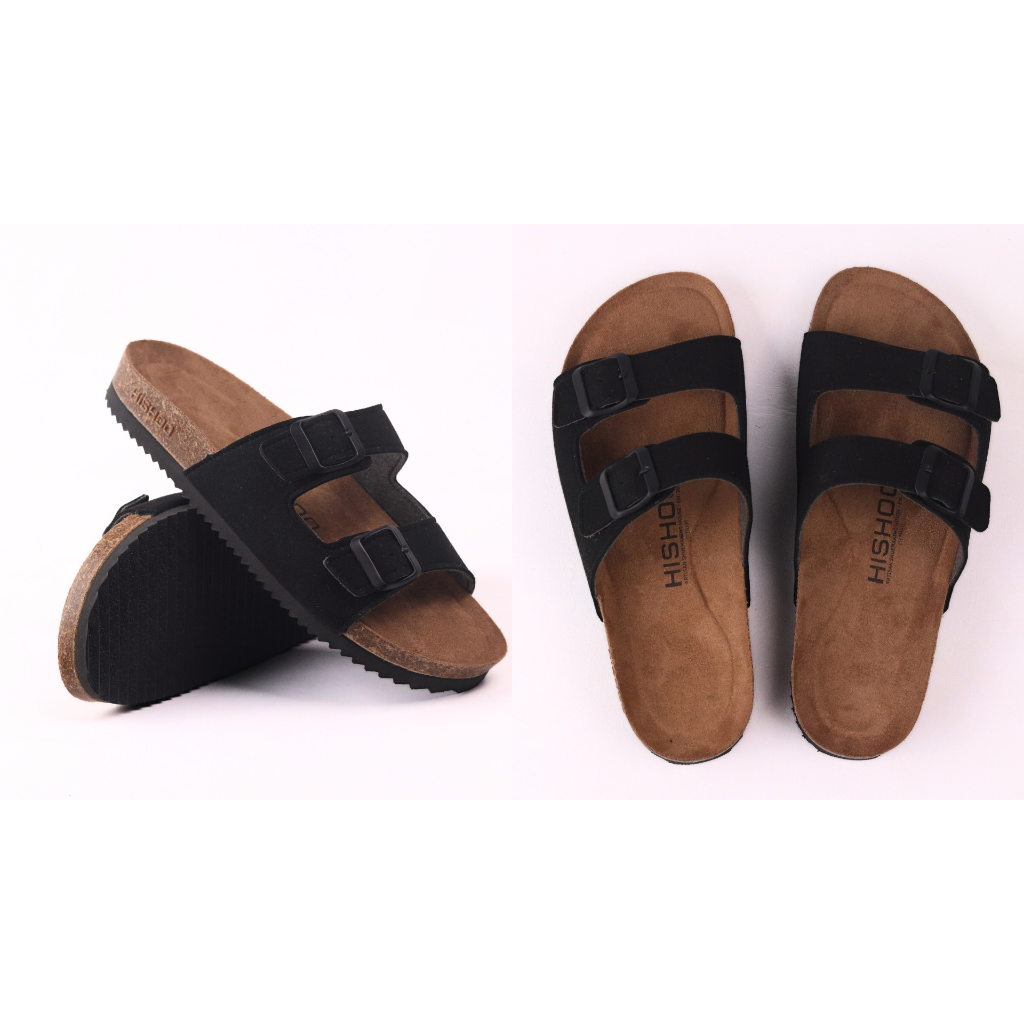 Dép đế trấu birken nam nữ unisex quai ngang 2 khoá da lộn premium đi học công sở bigsize chính hãng Hishoo VNXK H093 | BigBuy360 - bigbuy360.vn
