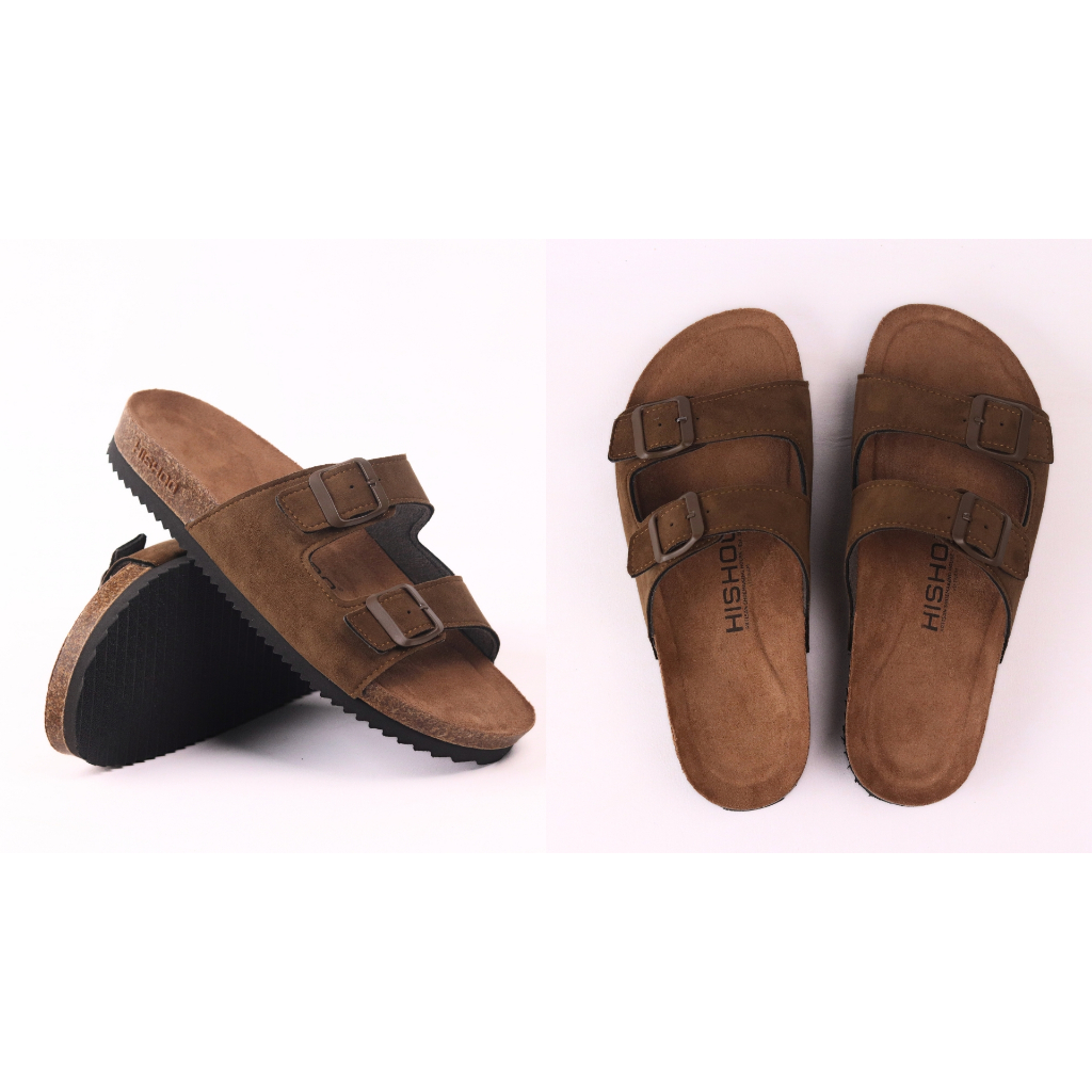 Dép đế trấu birken nam nữ unisex quai ngang 2 khoá da lộn premium đi học công sở bigsize chính hãng Hishoo VNXK H093 | BigBuy360 - bigbuy360.vn
