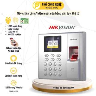 Máy chấm công vân tay HIKvision DS-K1T8003MF, mở cửa từ xa, có tiếng việt, xuất file Excel