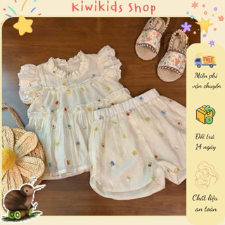 [SẴN]Set Áo BABYDOLL Quần Đùi Trắng Hoa Nhí Thêu Nổi Mát Mẻ Cho Mùa Hè-S09