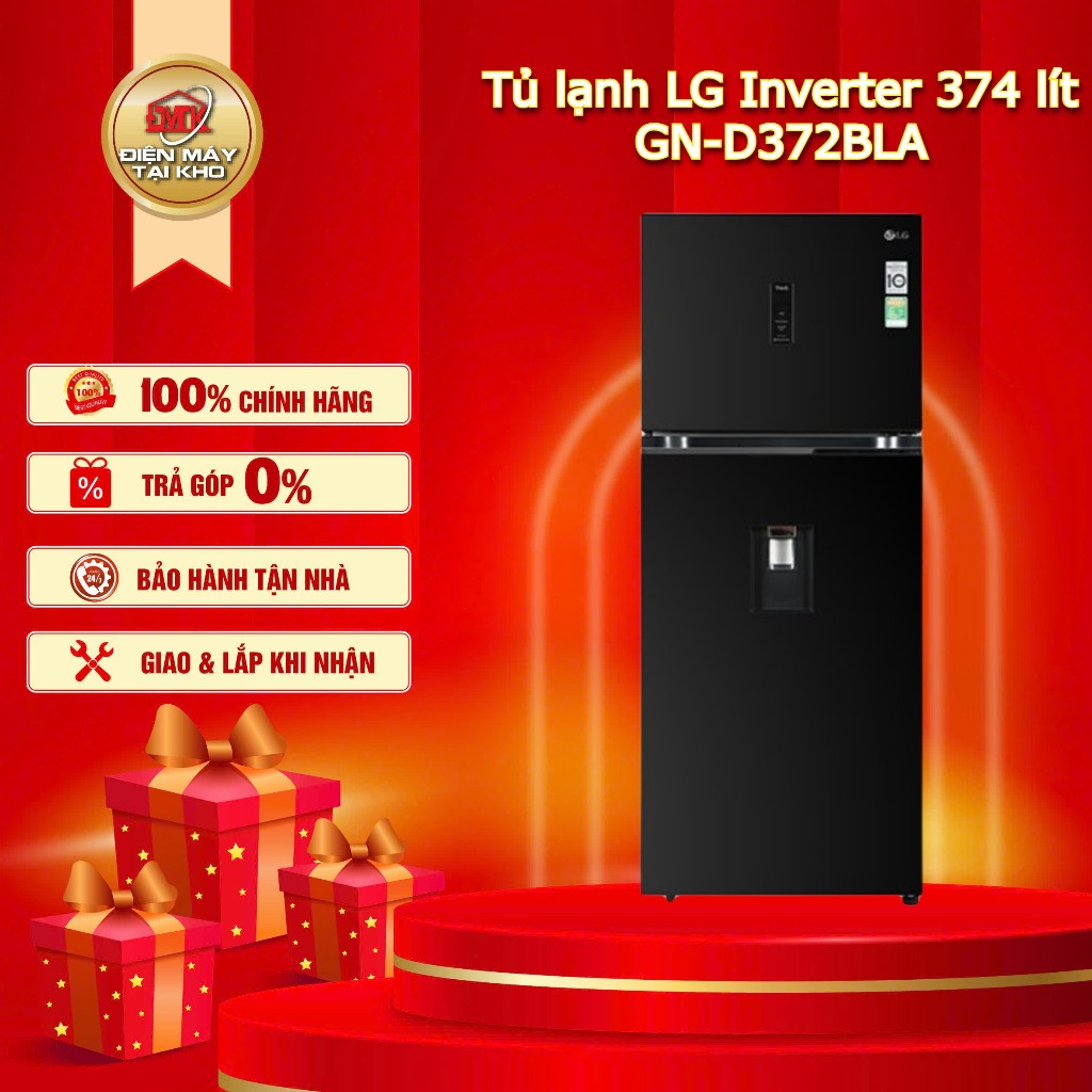 Tủ Lạnh LG Inverter 374 Lít GN D372BLA – Ngăn Đá Trên – Smart Inverter & Door Cooling+ – Chính Hãng