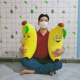 [TẶNG GẤU BÔNG COCA] GỐI ÔM CHUỐI VẢI MỊN (50cm)
