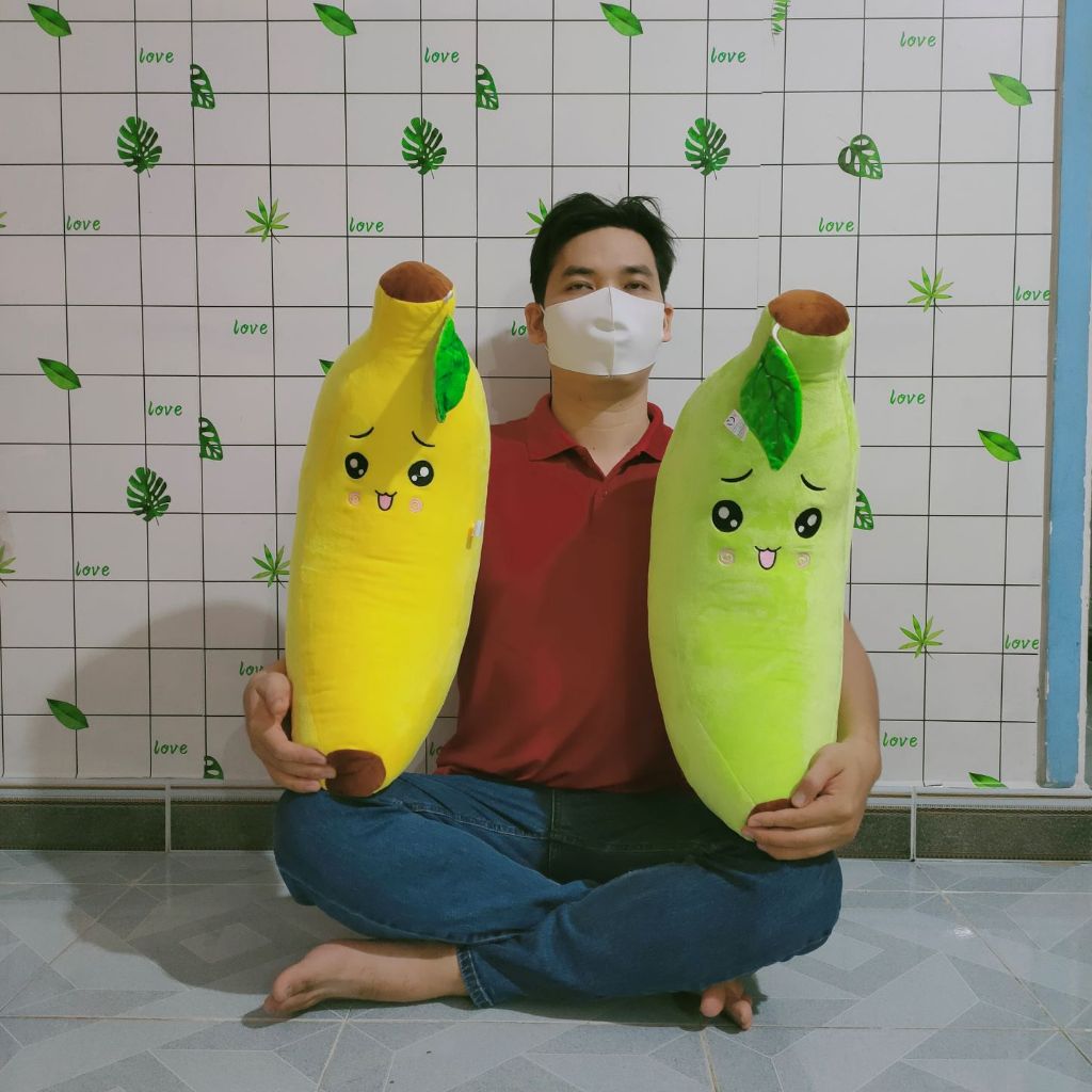[TẶNG GẤU BÔNG COCA] GỐI ÔM CHUỐI VẢI MỊN (50cm)