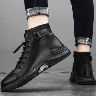 Giày Cổ Cao Nam Da PU Black - 3AT-0017 - Phong Cách Hàn Quốc Thời Trang Trẻ Đẹp Màu Đen Boots Shoes Boots Shoes